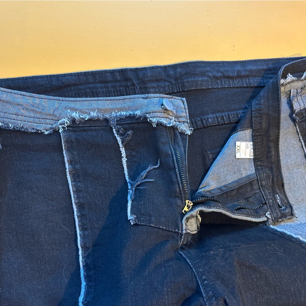 Black/Gray Distressed Patchwork Denim - image 7